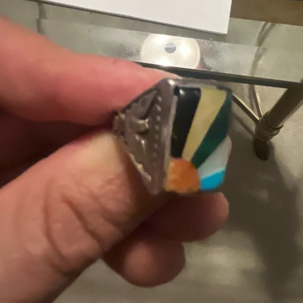 Vintage thunderbird multi-stone kachina ring - Picture 2 of 4